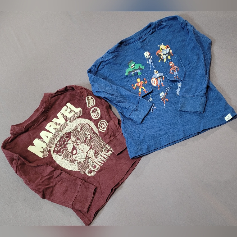 ✨️3/$25✨️ GAP Marvel Toddler Long Sleeve Shirts - Blue and Maroon